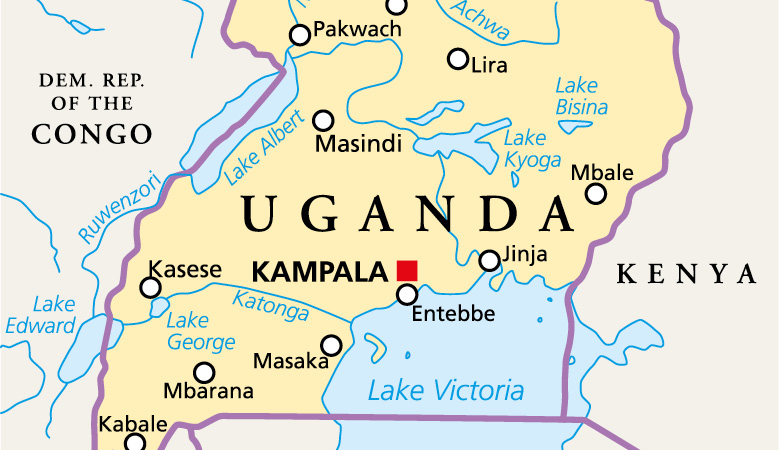 Eine Karte Ugandas.
