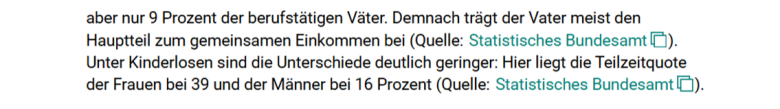 Türkis markierte Wörter in einem Text.