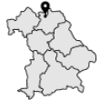 Kartengrafik mit markiertem Ort Hochstadt am Main.