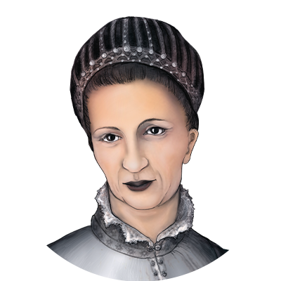 Illustration Porträt von Esther, einer jüdischen Kaufmanns-Ehefrau aus dem 17. Jahrhundert.
